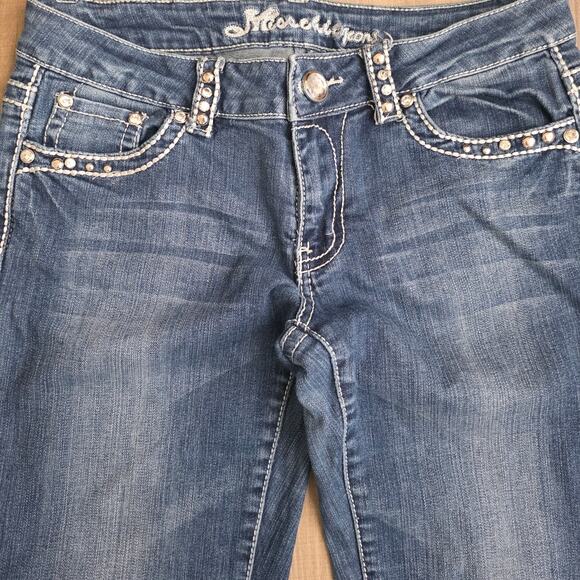 Miss Chic Jeans Bootcut Embellished Patch Pockets Jeans Junior Size 9 - Picture 5 of 8